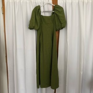 Zara Green Puff Sleeve Dress